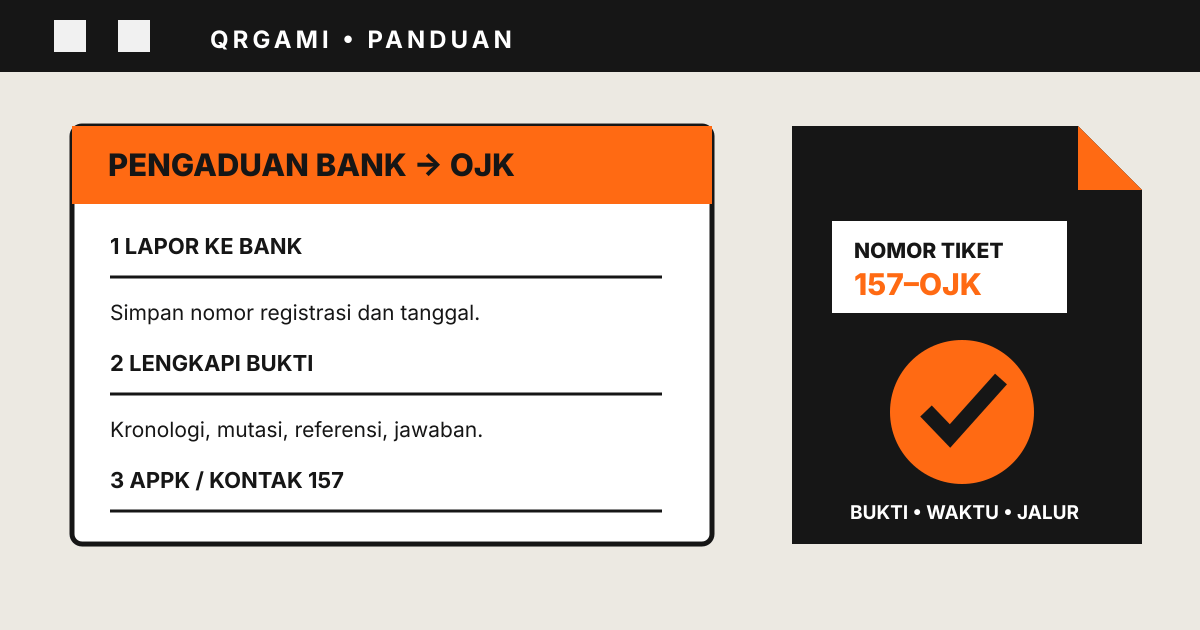 Alur pengaduan bank ke OJK: lapor ke bank, lengkapi bukti, lalu gunakan APPK atau Kontak 157.